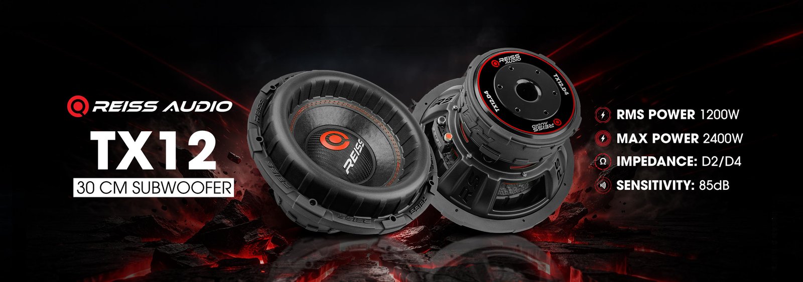 Reiss Audio TX12, 30 cm Subwoofer, 1200W RMS, 2400W Max, D2/D4 Impedance, 85dB Sensitivity